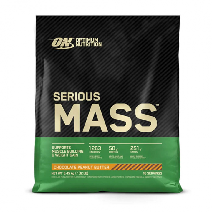 Optimum Nutrition Serious Mass, 5400 g (Chocolate Peanut Butter) i gruppen Shoppa efter Tema / Kosttillskott för kvinnor hos Tillskottsbolaget (OPTIMUM006LKML)