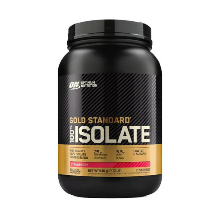 Optimum Nutrition Gold Standard 100% Isolate, 930 g (Strawberry) i gruppen Kosttillskott & Livsmedel / Proteinpulver / Isolatprotein hos Tillskottsbolaget (OPTIMUM6756-2)