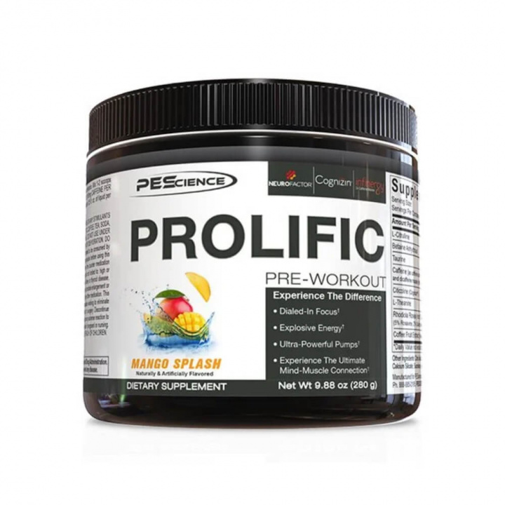 PES Prolific, 280 g (Mango Splash) i gruppen Kosttillskott & Livsmedel / Prestationshöjare / Pre-Workout / PWO hos Tillskottsbolaget (PES7683-1)