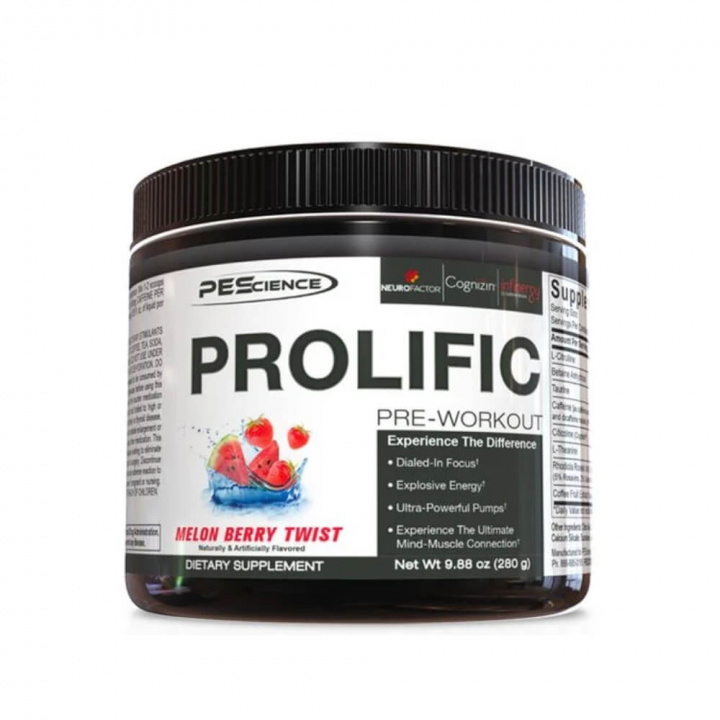 PES Prolific, 280 g (Melon Berry Twist) i gruppen Kosttillskott & Livsmedel / Prestationshöjare / Pre-Workout / PWO hos Tillskottsbolaget (PES7683-3)