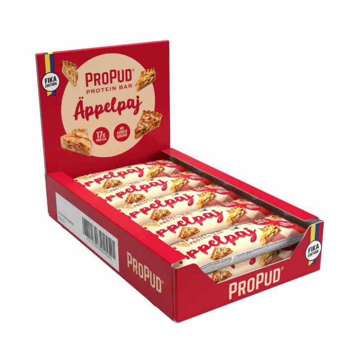 12 x ProPud Proteinbar, 55 g (Äppelpaj) i gruppen Bars / Proteinbars hos Tillskottsbolaget (PROPUD1495)