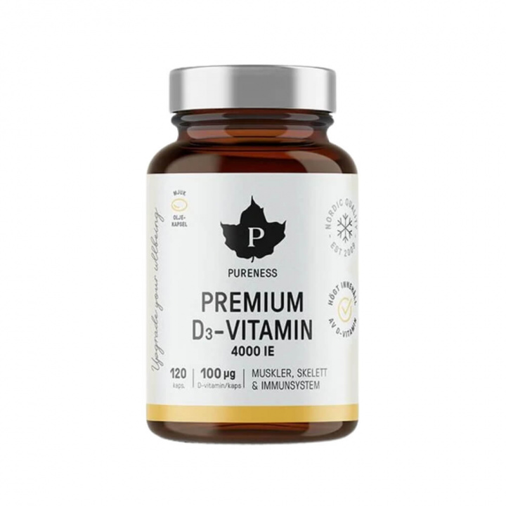 Pureness Premium D-vitamin 4000 IE, 120 caps i gruppen Kosttillskott & Livsmedel / Vitaminer / D-vitamin hos Tillskottsbolaget (PURENESS3295)