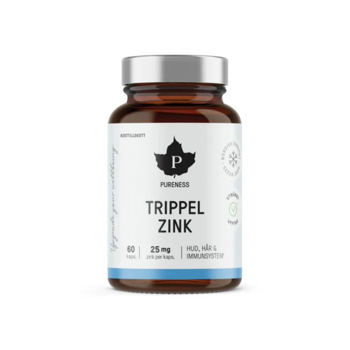 Pureness Trippel Zink, 60 caps i gruppen Kosttillskott & Livsmedel / Mineraler / Zink hos Tillskottsbolaget (PURENESS732)
