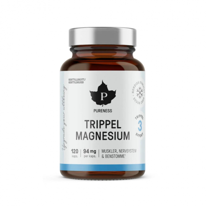 Pureness Trippel Magnesium, 120 caps i gruppen Kosttillskott & Livsmedel / Mineraler / Magnesium hos Tillskottsbolaget (PURENESS7583)