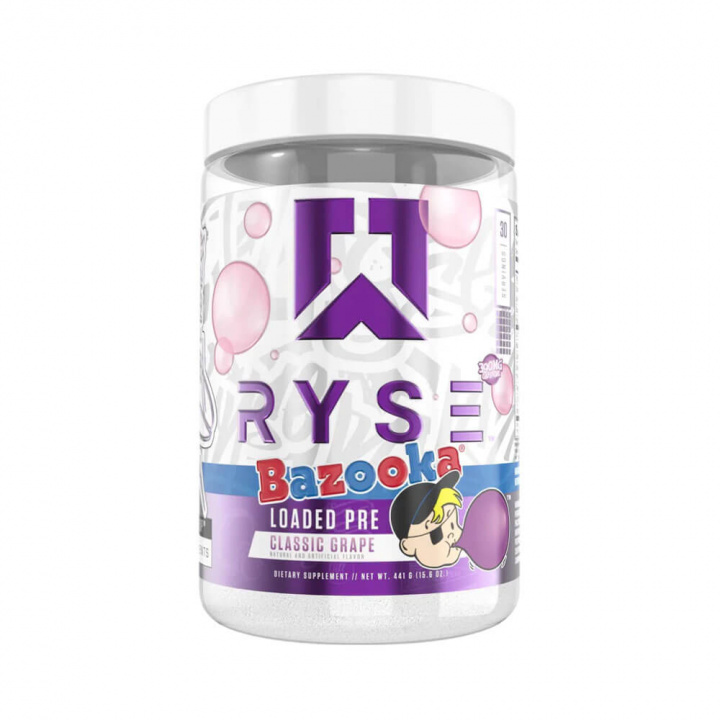 Ryse Supps Loaded Pre, 30 serv. (Bazooka Classic Grape) i gruppen Kosttillskott & Livsmedel / Prestationshöjare / Pre-Workout / PWO hos Tillskottsbolaget (RYSE8978-1)
