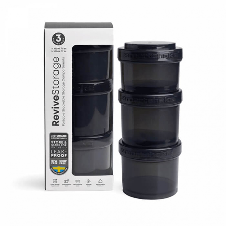 Smartshake Revive Storage - 3-pack (svart) i gruppen Träningstillbehör / Flaskor & Shakers hos Tillskottsbolaget (SMARTSHAKE8432-1)