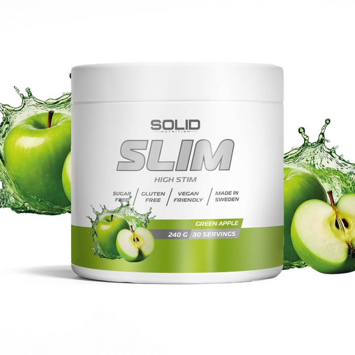 SOLID Nutrition SLIM, 240 g (Green Apple) i gruppen Kosttillskott & Livsmedel / Viktminskning / Fettförbrännare hos Tillskottsbolaget (SOLID123-5)