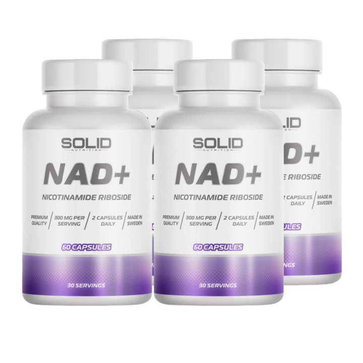 4 x SOLID Nutrition NAD+, 60 caps i gruppen Kosttillskott & Livsmedel / Hälsokost hos Tillskottsbolaget (SOLID40284)