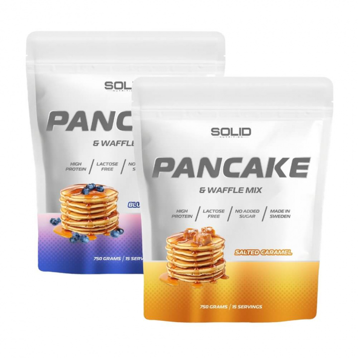2 x SOLID Nutrition Pancake & Waffle Mix, 750 g i gruppen Kosttillskott & Livsmedel / Livsmedel / Proteinpannkakor hos Tillskottsbolaget (SOLID556354)