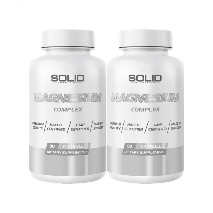 2 x SOLID Nutrition Magnesium Complex, 90 caps i gruppen Kosttillskott & Livsmedel / Mineraler / Magnesium hos Tillskottsbolaget (SOLID5667)