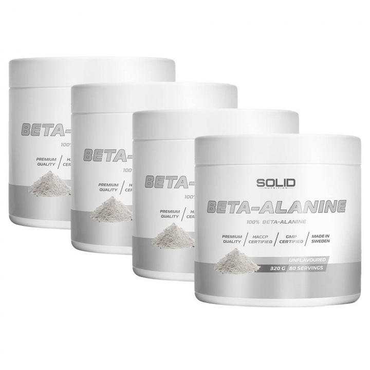 4 x SOLID Nutrition Beta-Alanine, 320 g i gruppen Kosttillskott & Livsmedel / Aminosyror / Beta-Alanin hos Tillskottsbolaget (SOLID622)