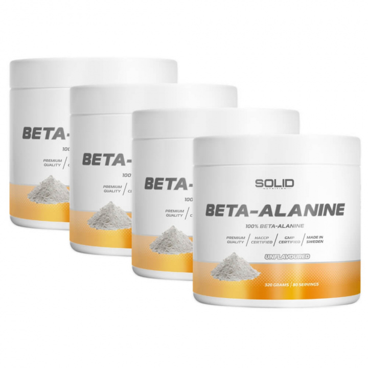 4 x SOLID Nutrition Beta-Alanine, 320 g i gruppen Kosttillskott & Livsmedel / Aminosyror / Beta-Alanin hos Tillskottsbolaget (SOLID622)