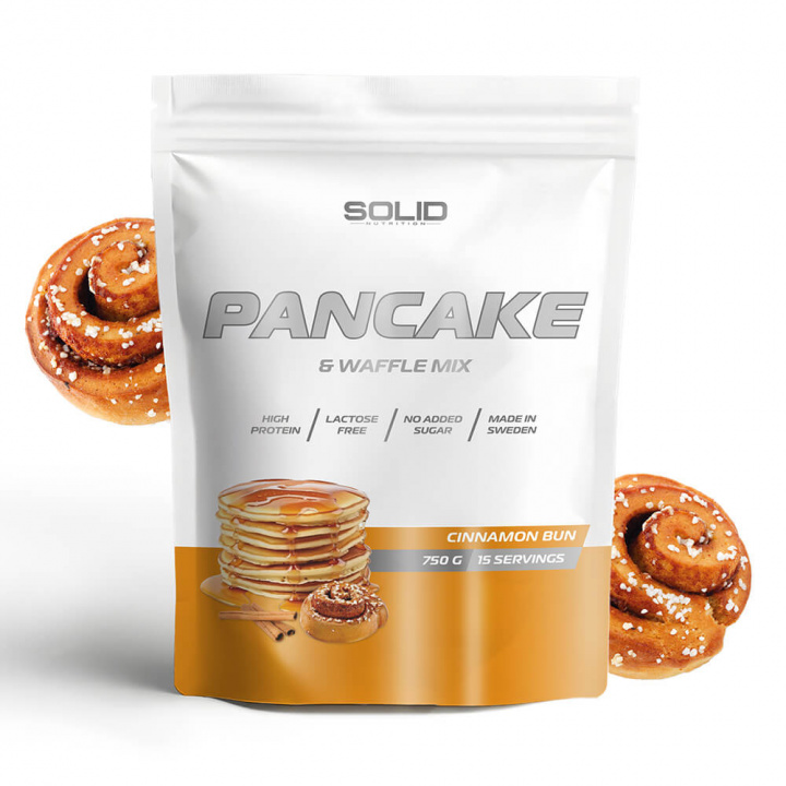 SOLID Nutrition Pancake & Waffle Mix, 750 g (Cinnamon Bun) i gruppen Kosttillskott & Livsmedel / Livsmedel / Proteinpannkakor hos Tillskottsbolaget (SOLID65674-3)