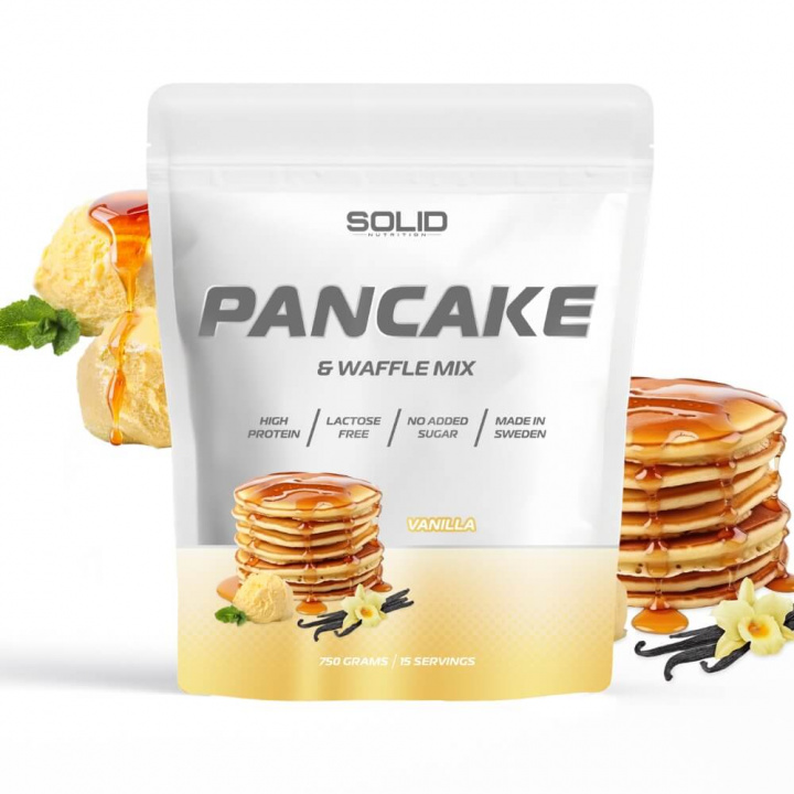 SOLID Nutrition Pancake & Waffle Mix, 750 g (Vanilla) i gruppen Kosttillskott & Livsmedel / Livsmedel / Proteinpannkakor hos Tillskottsbolaget (SOLID65674-5)