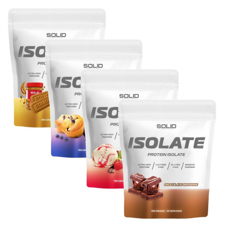 4 x SOLID Nutrition Isolate, 750 g i gruppen Kosttillskott & Livsmedel / Proteinpulver / Isolatprotein hos Tillskottsbolaget (SOLID6571)