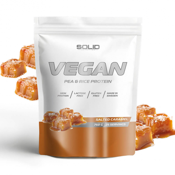 SOLID Nutrition Vegan, 750 g (Salted Caramel) i gruppen Kosttillskott & Livsmedel / Proteinpulver / Isolatprotein hos Tillskottsbolaget (SOLID657433-2)