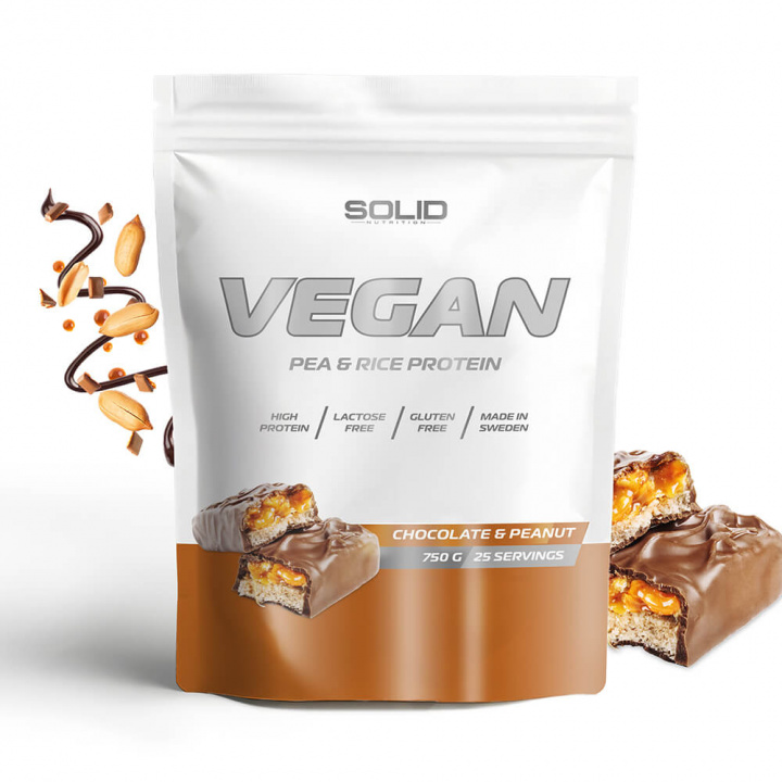 SOLID Nutrition Vegan, 750 g (Chocolate & Peanut) i gruppen Kosttillskott & Livsmedel / Proteinpulver / Isolatprotein hos Tillskottsbolaget (SOLID657433-5)