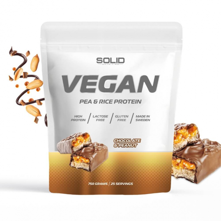 SOLID Nutrition Vegan, 750 g (Chocolate & Peanut) i gruppen Kosttillskott & Livsmedel / Proteinpulver / Isolatprotein hos Tillskottsbolaget (SOLID657433-5)