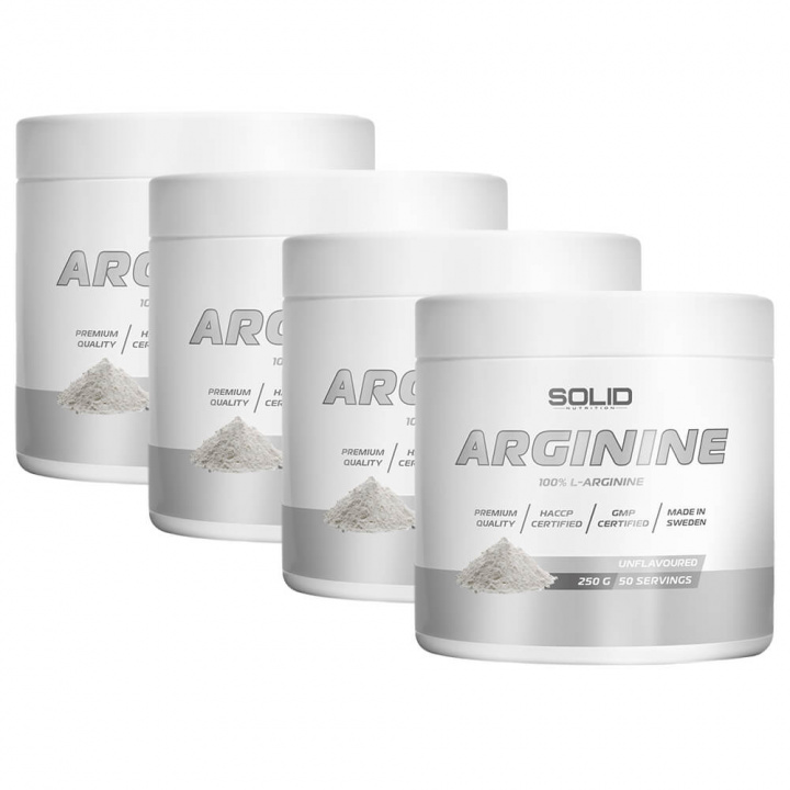 4 x SOLID Nutrition Arginine, 250 g i gruppen Kosttillskott & Livsmedel / Aminosyror / Arginin hos Tillskottsbolaget (SOLID65743)