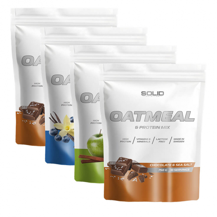 4 x SOLID Nutrition Oatmeal & Protein Mix, 750 g i gruppen Kosttillskott & Livsmedel / Livsmedel / Proteingröt hos Tillskottsbolaget (SOLID6579081)