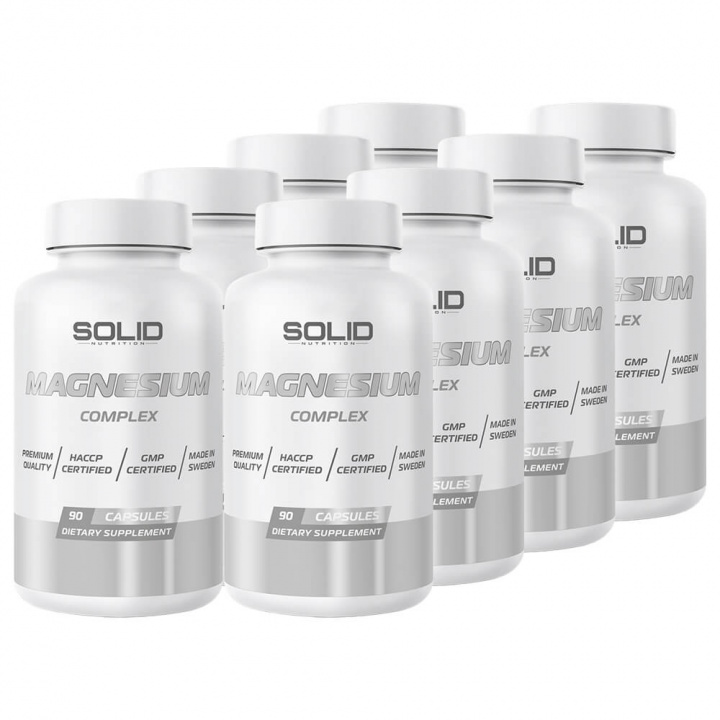 8 x SOLID Nutrition Magnesium Complex, 90 caps i gruppen Kosttillskott & Livsmedel / Mineraler / Magnesium hos Tillskottsbolaget (SOLID673211)