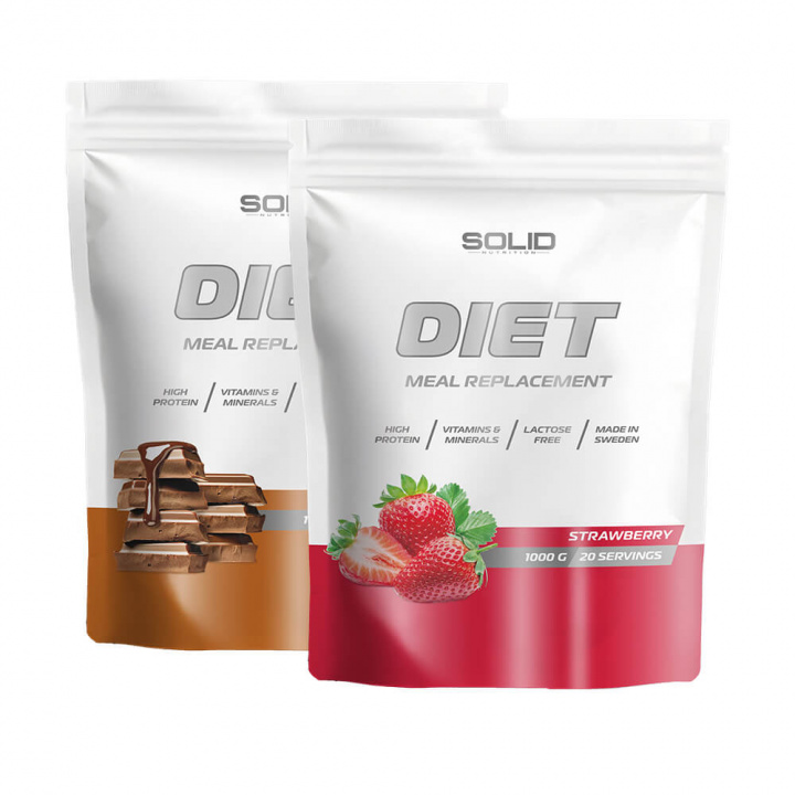 2 x SOLID Nutrition Diet, 1000 g i gruppen Kosttillskott & Livsmedel / Måltidsersättning / Laktosfria Måltidsersättare hos Tillskottsbolaget (SOLID67422)