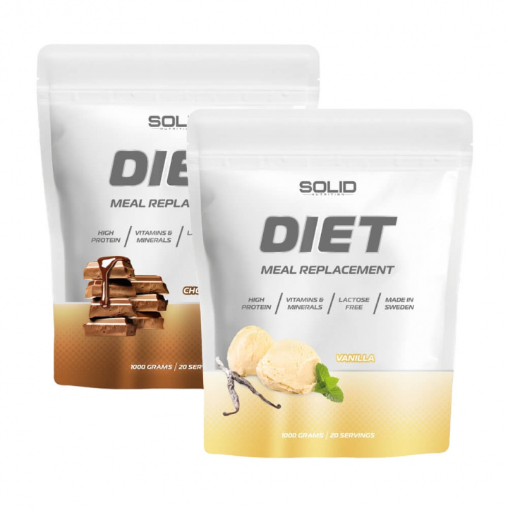 2 x SOLID Nutrition Diet, 1000 g i gruppen Kosttillskott & Livsmedel / Måltidsersättning / Laktosfria Måltidsersättare hos Tillskottsbolaget (SOLID67422)