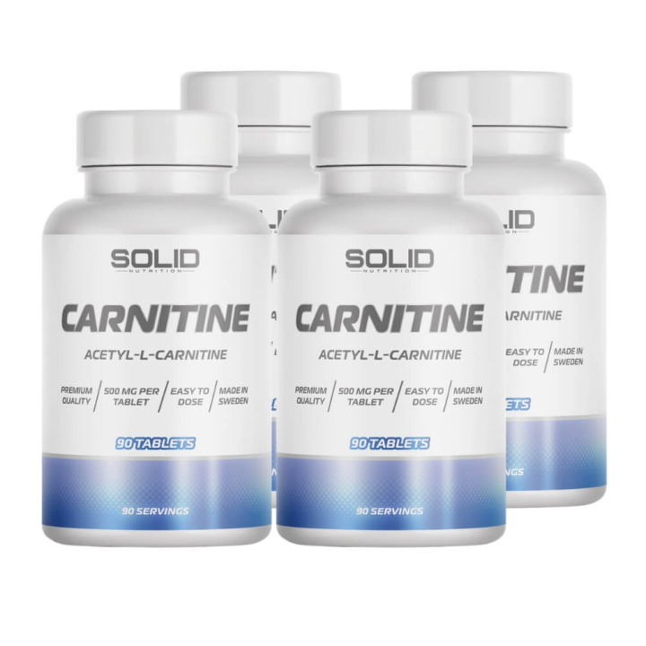 4 x SOLID Nutrition Carnitine, 90 tabs i gruppen Kosttillskott & Livsmedel / Viktminskning / Koffeinfri Fettförbrännare hos Tillskottsbolaget (SOLID6799)