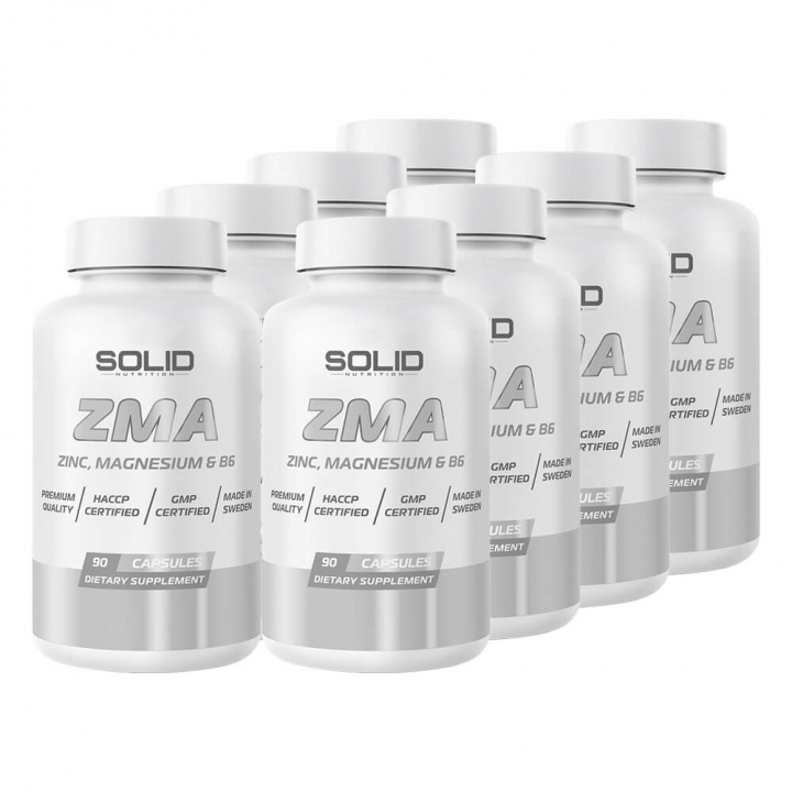 8 x SOLID Nutrition ZMA, 90 caps i gruppen Kosttillskott & Livsmedel / Hälsokost / Sömn hos Tillskottsbolaget (SOLID743)