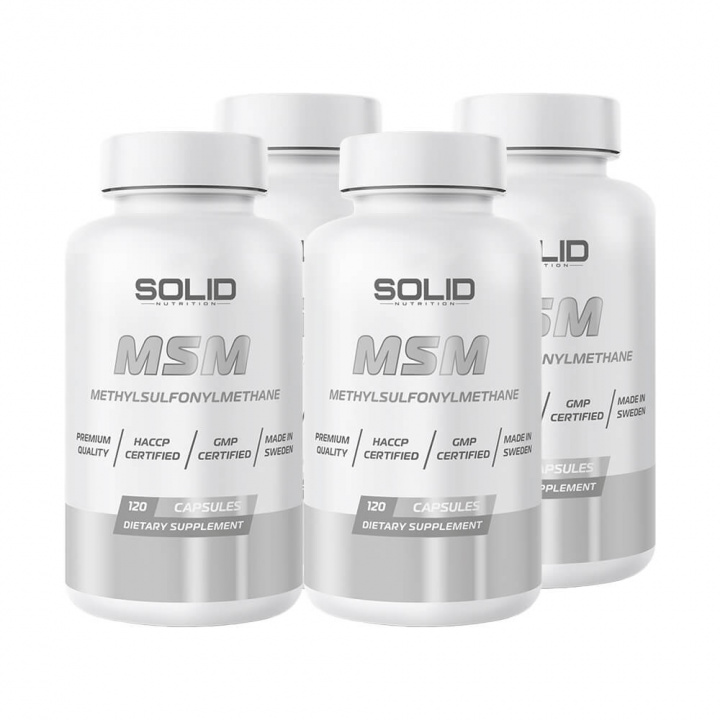 4 x SOLID Nutrition MSM, 150 mega caps i gruppen Kosttillskott & Livsmedel / Ledhälsa / MSM hos Tillskottsbolaget (SOLID75444)