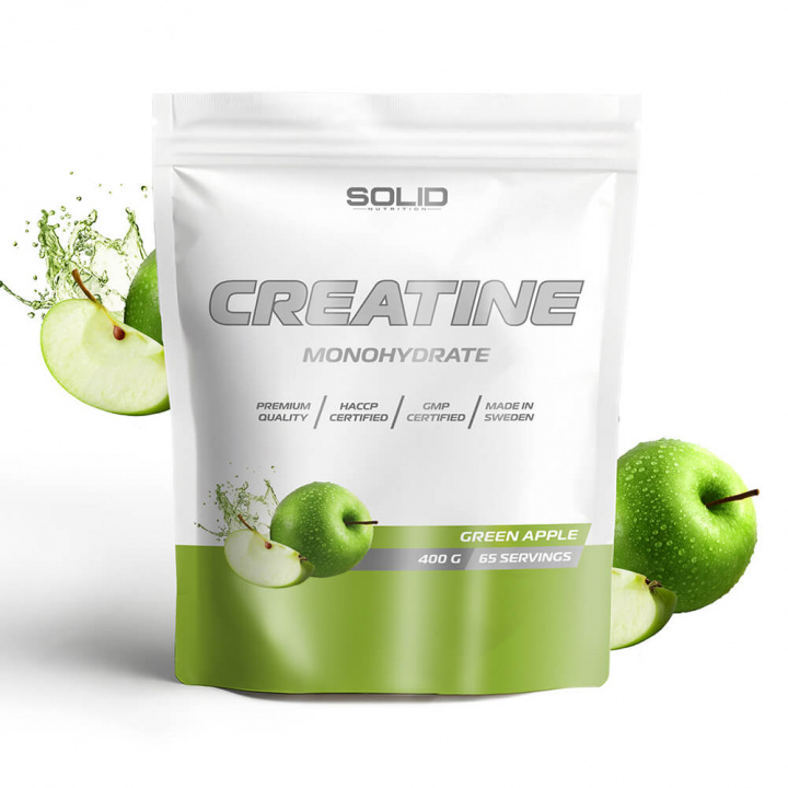 SOLID Nutrition Creatine Monohydrate, 400 g (Green Apple) i gruppen Kosttillskott & Livsmedel / Kreatin / Kreatinmonohydrat hos Tillskottsbolaget (SOLID758433-4)