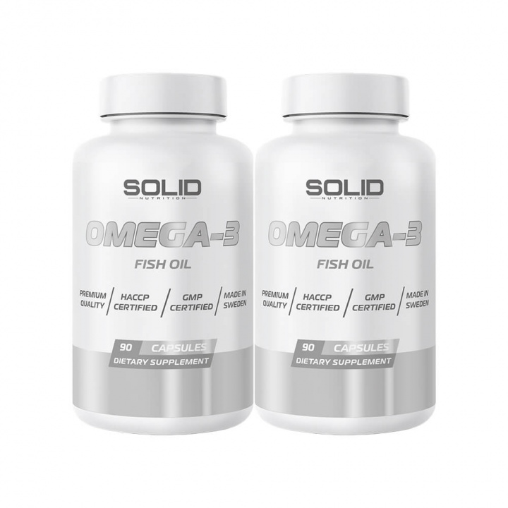 2 x SOLID Nutrition Omega-3, 90 caps i gruppen Kosttillskott & Livsmedel / Omega-3 & Fettsyror / Omega-3 hos Tillskottsbolaget (SOLID7644)