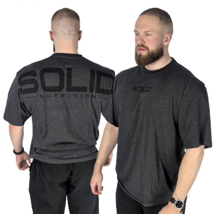 SOLID Nutrition Oversized Tee, dark grey melange i gruppen Träningstillbehör / Träningskläder hos Tillskottsbolaget (SOLID768092)