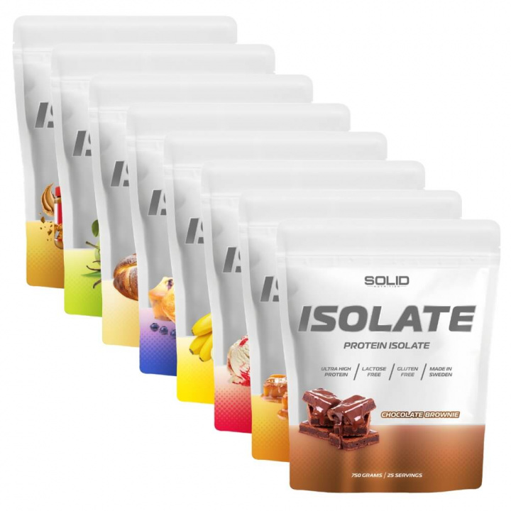8 x SOLID Nutrition Isolate, 750 g i gruppen Kosttillskott & Livsmedel / Proteinpulver / Isolatprotein hos Tillskottsbolaget (SOLID76809)