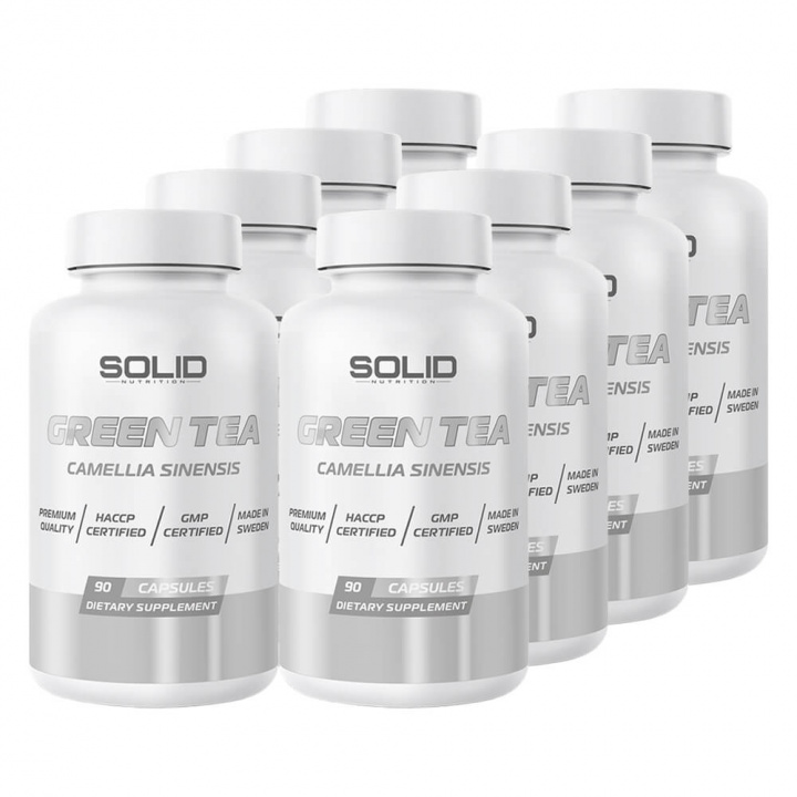8 x SOLID Nutrition Green Tea, 90 caps i gruppen Kosttillskott & Livsmedel / Hälsokost / Grönt Te hos Tillskottsbolaget (SOLID768432)