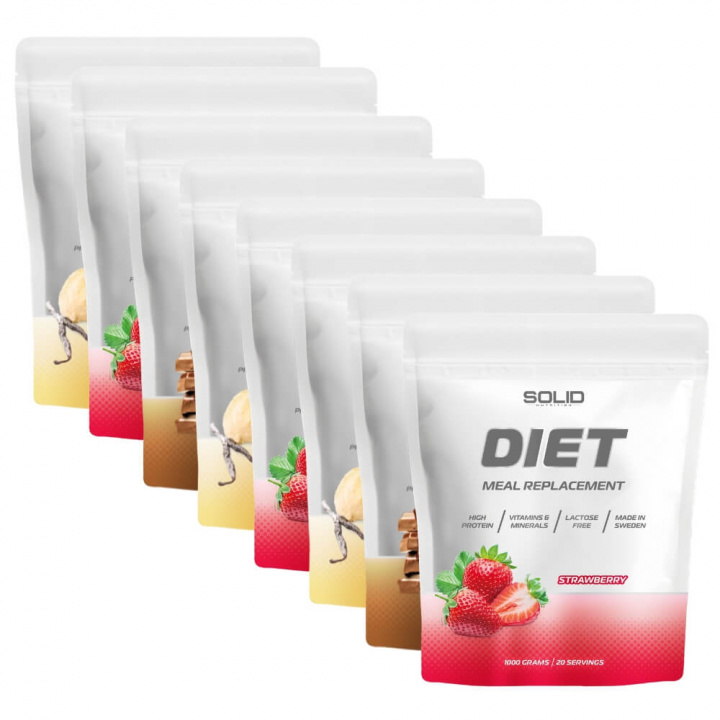 8 x SOLID Nutrition Diet, 1000 g i gruppen Kosttillskott & Livsmedel / Måltidsersättning / Laktosfria Måltidsersättare hos Tillskottsbolaget (SOLID76854)