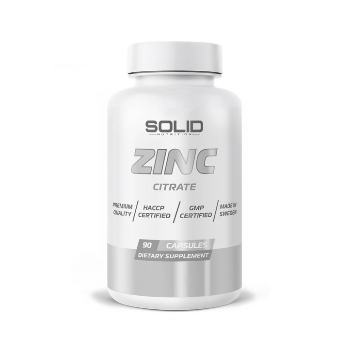SOLID Nutrition Zinc, 90 caps i gruppen Kosttillskott & Livsmedel / Mineraler / Zink hos Tillskottsbolaget (SOLID7685)