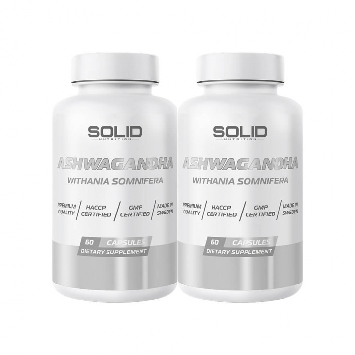 2 x SOLID Nutrition Ashwagandha, 90 caps i gruppen Kosttillskott & Livsmedel / Hälsokost / Adaptogener hos Tillskottsbolaget (SOLID7690)