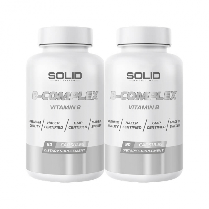 2 x SOLID Nutrition B-Complex, 90 caps i gruppen Kosttillskott & Livsmedel / Vitaminer / B-vitamin hos Tillskottsbolaget (SOLID788)