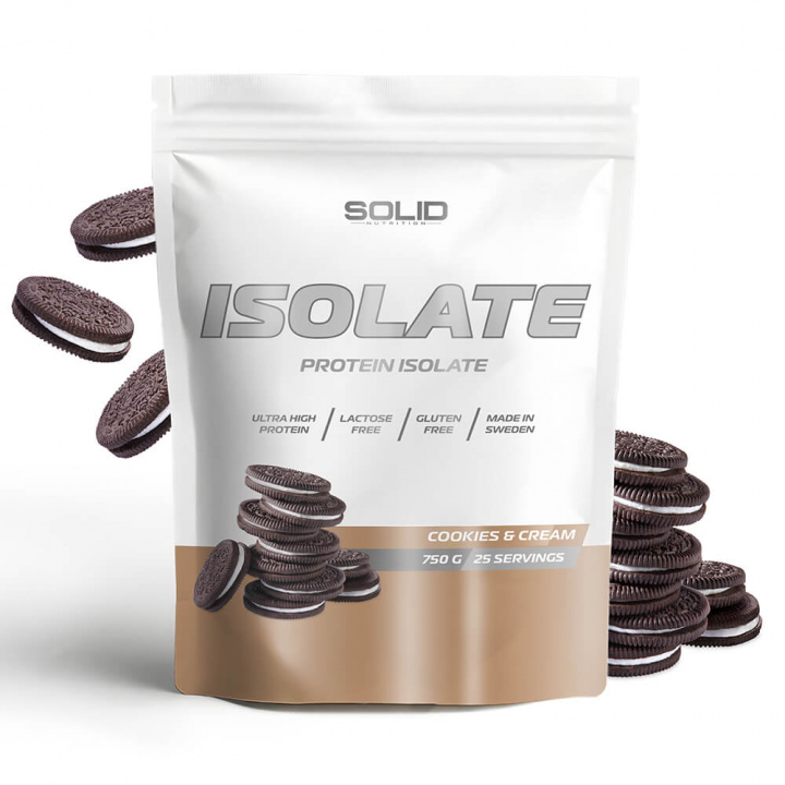 SOLID Nutrition Isolate, 750 g (Cookies & Cream) i gruppen Kosttillskott & Livsmedel / Proteinpulver / Isolatprotein hos Tillskottsbolaget (SOLID85001-3)