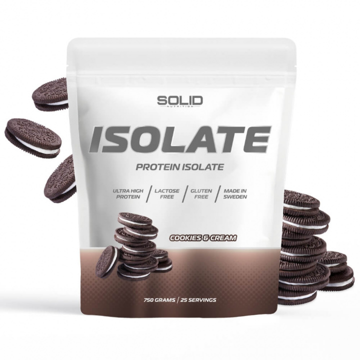 SOLID Nutrition Isolate, 750 g (Cookies & Cream) i gruppen Kosttillskott & Livsmedel / Proteinpulver / Isolatprotein hos Tillskottsbolaget (SOLID85001-3)