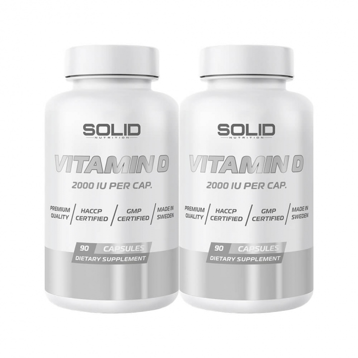 2 x SOLID Nutrition Vitamin D, 90 caps i gruppen Kosttillskott & Livsmedel / Hälsokost / Immunförsvar hos Tillskottsbolaget (SOLID853)