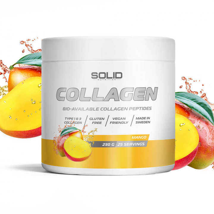 SOLID Nutrition Collagen, 230 g (Mango) i gruppen Kosttillskott & Livsmedel / Ledhälsa / Kollagen hos Tillskottsbolaget (SOLID8593-2)