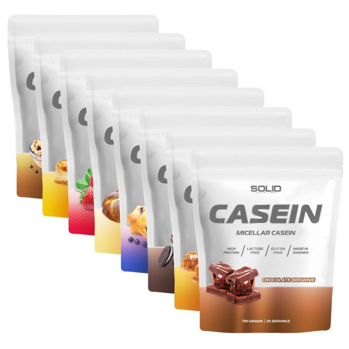 8 x SOLID Nutrition Casein, 750 g i gruppen Kosttillskott & Livsmedel / Proteinpulver / Kaseinprotein hos Tillskottsbolaget (SOLID86366)