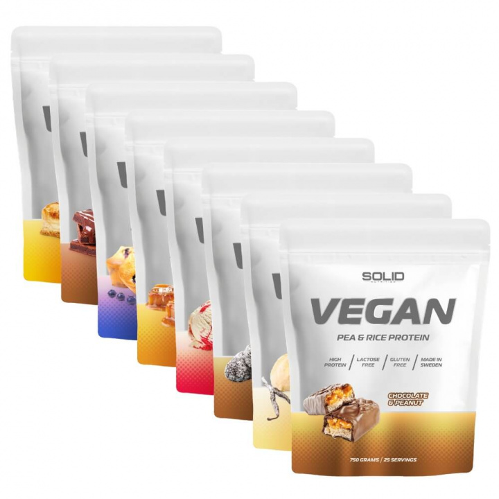 8 x SOLID Nutrition Vegan, 750 g i gruppen Kosttillskott & Livsmedel / Proteinpulver / Veganskt protein hos Tillskottsbolaget (SOLID974)