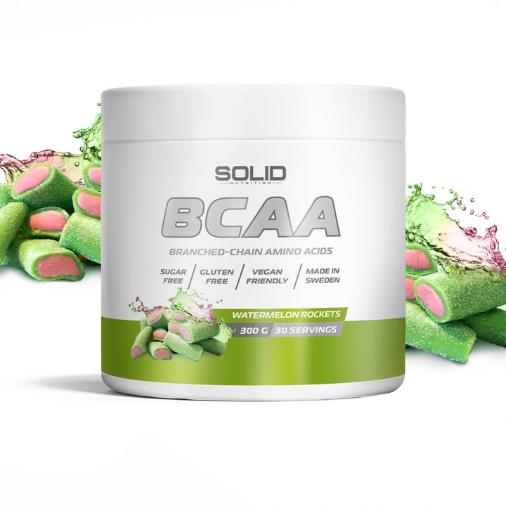 SOLID Nutrition BCAA, 300 g (Watermelon Rockets) i gruppen Kosttillskott & Livsmedel / Aminosyror / BCAA hos Tillskottsbolaget (SOLIDBCAA-1)