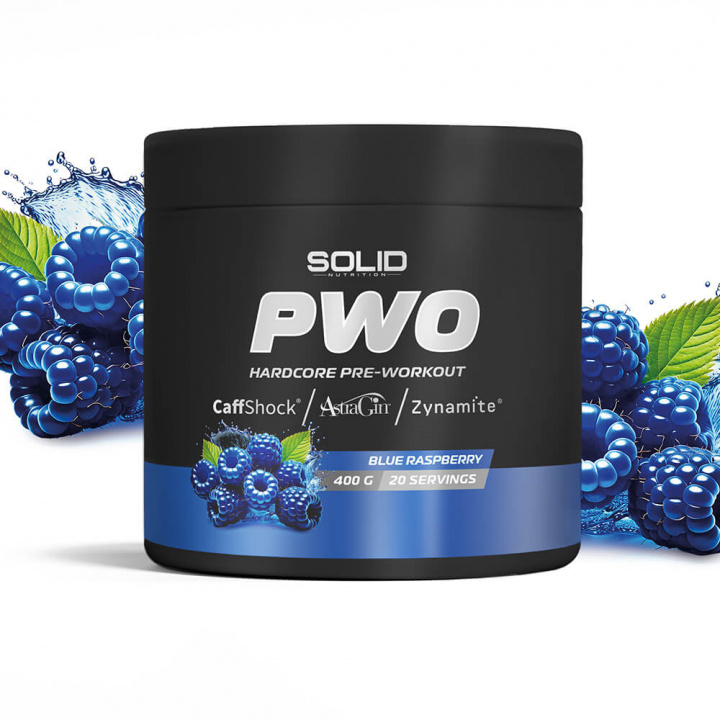 SOLID Nutrition BLACK LINE PWO, 400 g (Blue Raspberry) i gruppen Kosttillskott & Livsmedel / Prestationshöjare / Pre-Workout / PWO hos Tillskottsbolaget (SOLIDBLACKPWO-2)