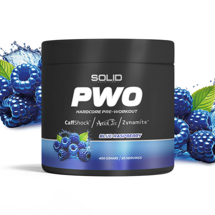 SOLID Nutrition BLACK LINE PWO, 400 g (Blue Raspberry) i gruppen Kosttillskott & Livsmedel / Prestationshöjare / Pre-Workout / PWO hos Tillskottsbolaget (SOLIDBLACKPWO-2)