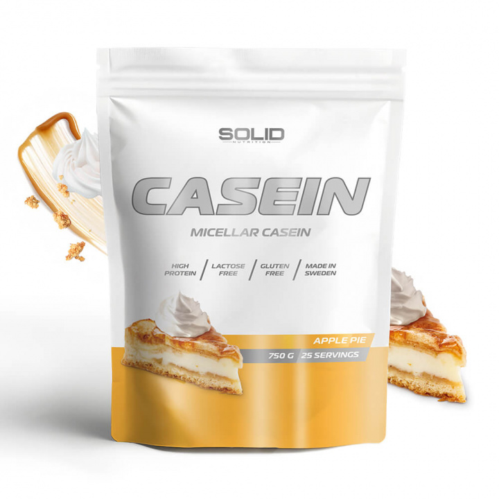 SOLID Nutrition Casein, 750 g (Apple Pie) i gruppen Kosttillskott & Livsmedel / Proteinpulver / Kaseinprotein hos Tillskottsbolaget (SOLIDCASEIN1-12)
