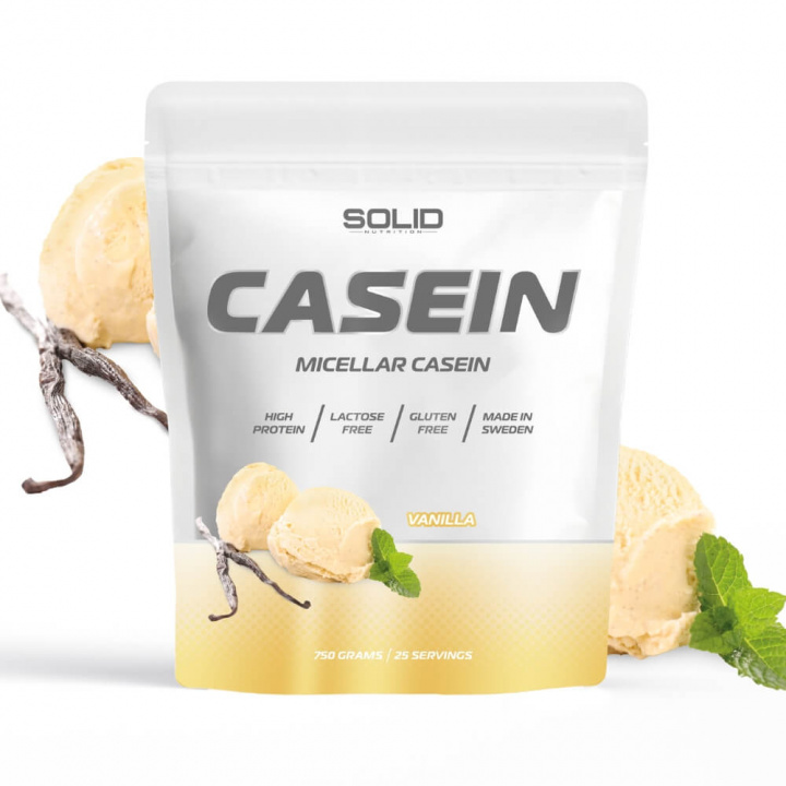 SOLID Nutrition Casein, 750 g (Vanilla) i gruppen Kosttillskott & Livsmedel / Proteinpulver / Kaseinprotein hos Tillskottsbolaget (SOLIDCASEIN1-1)